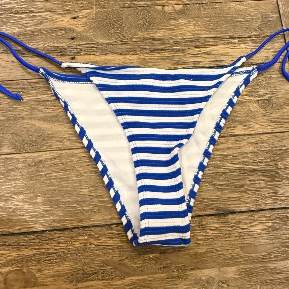 SHEIN Blue and White Striped Bikini Bottom